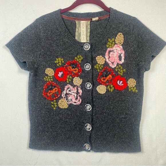 Nick & Mo Short Sleeve Embroidered Will Cardigan Size Small - Picture 1 of 9